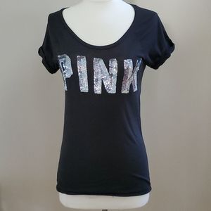 VICTORIA'S SECRET * PINK * SEQUIN BLING TEE ~ XS